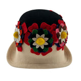 Lancaster 60s Wool Felt Floral Collage Cap Hat