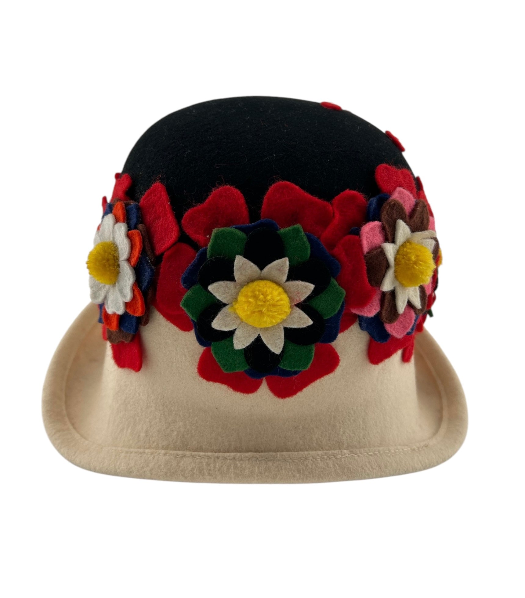 Lancaster 60s Wool Felt Floral Collage Cap Hat - The Way We Wore