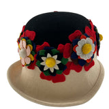 Lancaster 60s Wool Felt Floral Collage Cap Hat