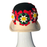 Lancaster 60s Wool Felt Floral Collage Cap Hat