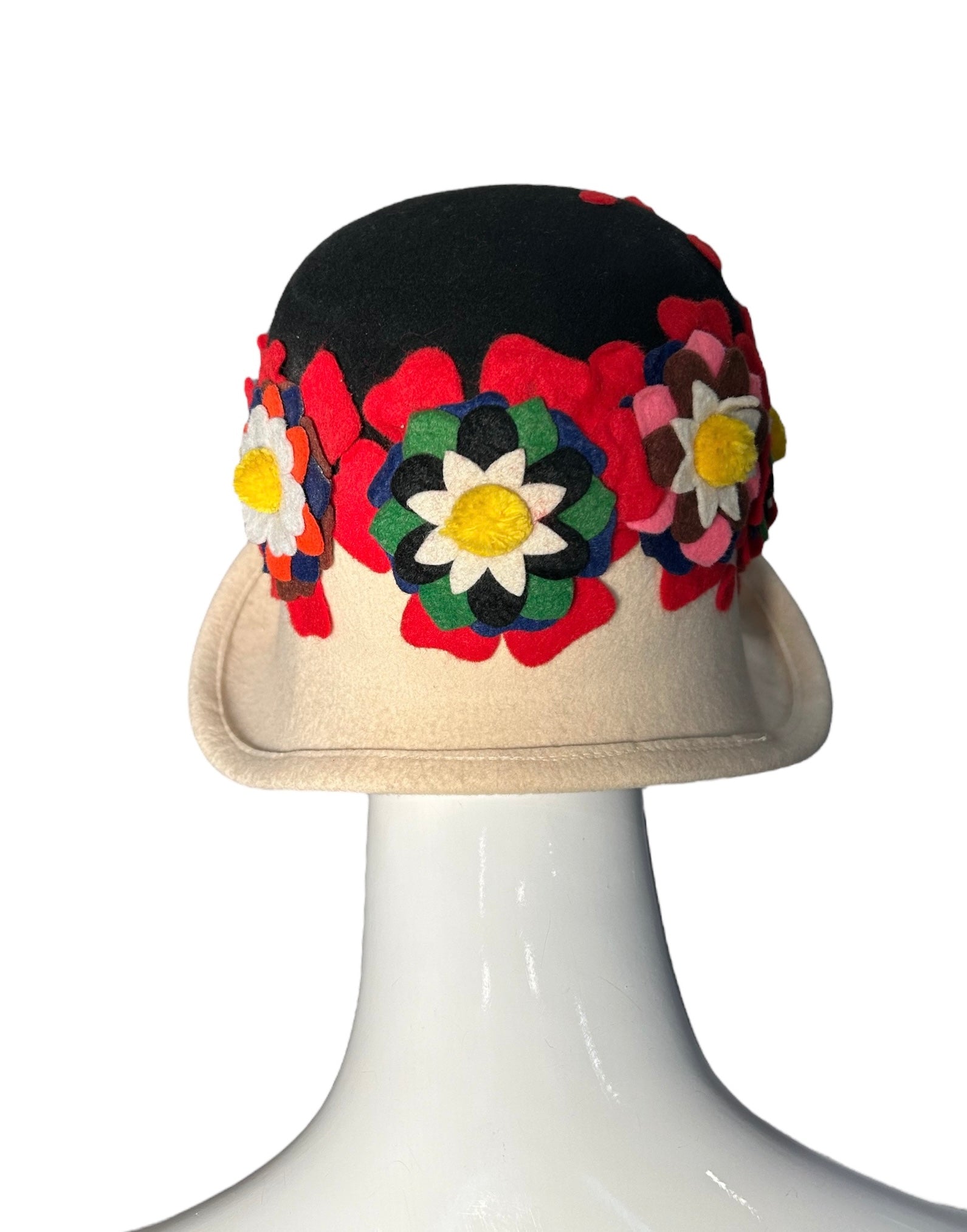 Lancaster 60s Wool Felt Floral Collage Cap Hat - The Way We Wore