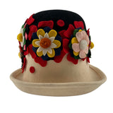 Lancaster 60s Wool Felt Floral Collage Cap Hat