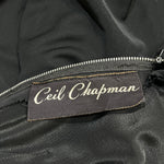 Ceil Chapman 1953 Black Shirred Sleeved Evening Dress, Vogue Documented, label