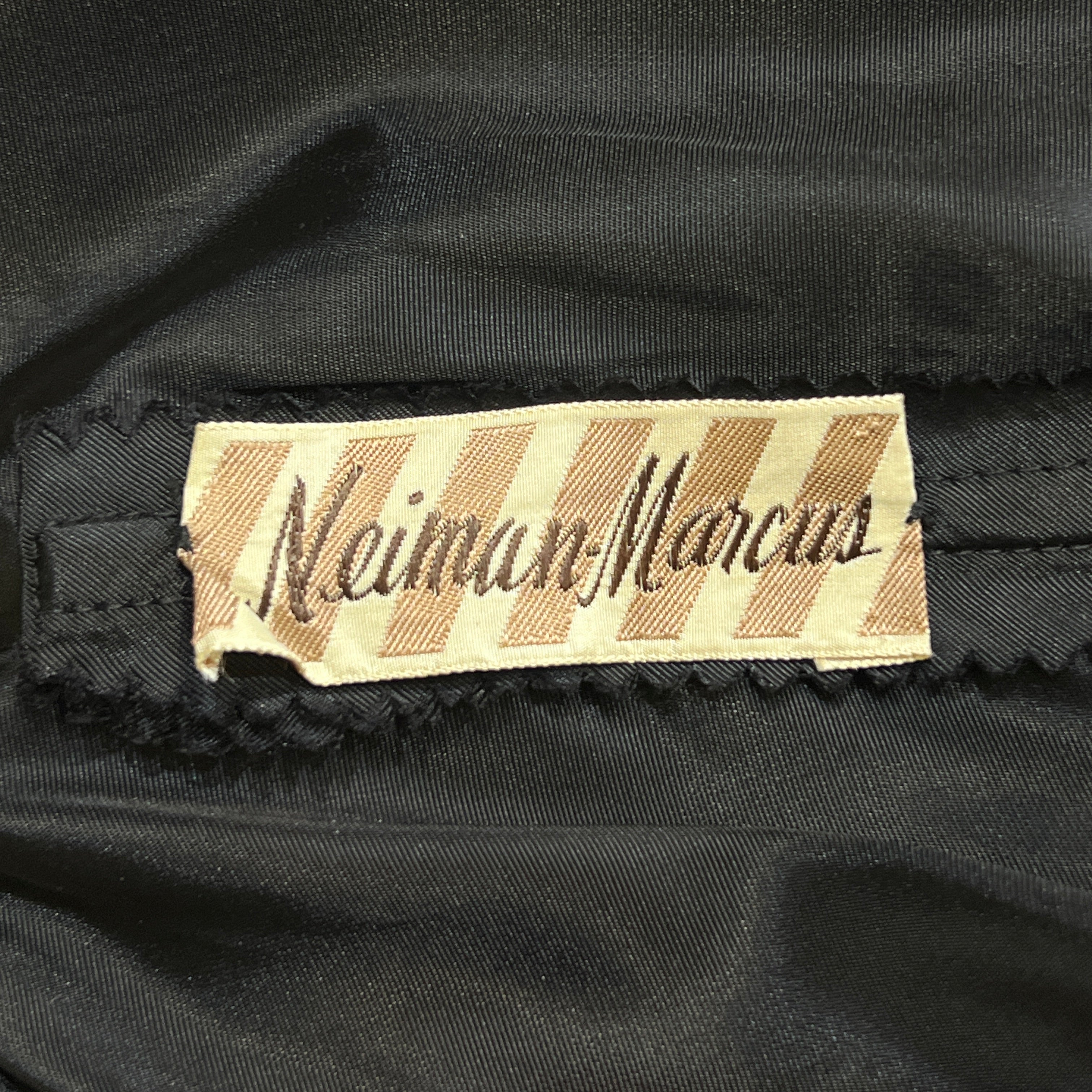 Ceil Chapman 1953 Black Shirred Sleeved Evening Dress, Vogue Documented, store tag