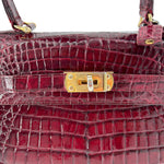 Deep Red Classic A-Frame Crocodile Handbag with Locket HARDWARE NORMAL LIGHT 3 OF 14