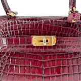 Deep Red Classic A-Frame Crocodile Handbag with Locket HARDWARE NORMAL LIGHT 3 OF 14