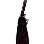 Deep Red Classic A-Frame Crocodile Handbag with Locket LEFT SIDE INDOOR LIGHT PHOTO 9 OF 14