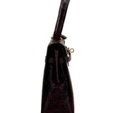 Deep Red Classic A-Frame Crocodile Handbag with Locket LEFT SIDE INDOOR LIGHT PHOTO 9 OF 14