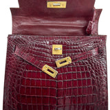 Deep Red Classic A-Frame Crocodile Handbag with Locket INDOOR LIGHT PHOTO 5 OF 14