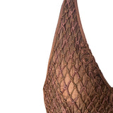 Christian Dior Boutique S/S 1994 Gianfranco Ferre Chocolate Brown Striped Macrame Halter Neck Gown