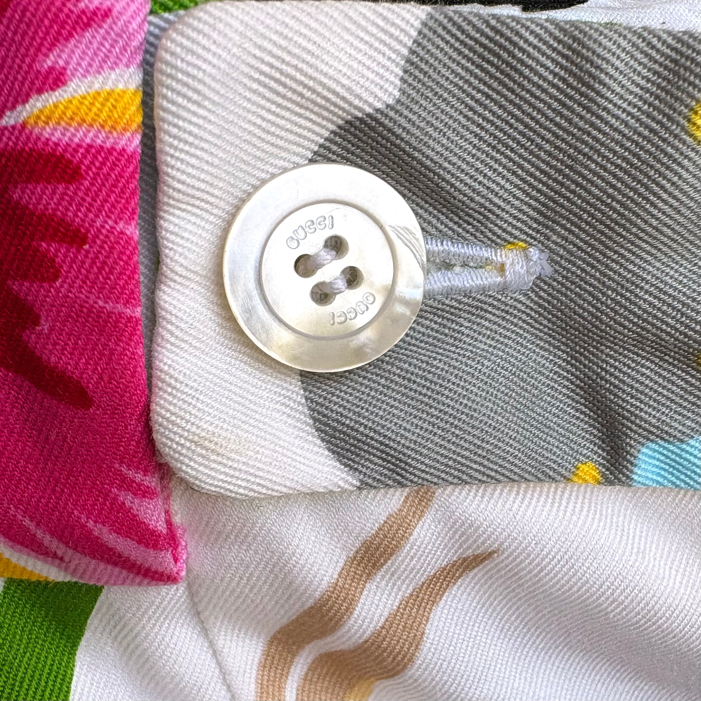 Gucci Tom Ford Era S/S 1999 White Tropical Print Pants, button