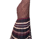 Christian Dior Boutique S/S 1994 Gianfranco Ferre Chocolate Brown Striped Macrame Halter Neck Gown