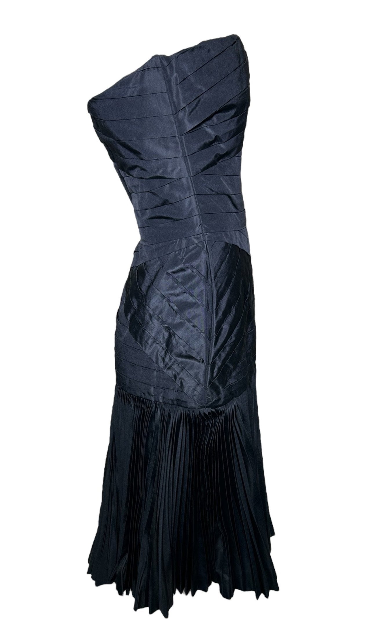 80s Couture Finish Black Pleated Cocktail Dress SIDE PHOTO FULL 4 OF 6