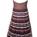 Christian Dior Boutique S/S 1994 Gianfranco Ferre Chocolate Brown Striped Macrame Halter Neck Gown