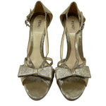 Fendi Silver & Gold Suede Bow Heels FRONT PHOTO 1 OF 9