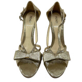 Fendi Silver & Gold Suede Bow Heels FRONT PHOTO 1 OF 9