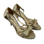 Fendi Silver & Gold Suede Bow Heels SIDE PHOTO 2 OF 9