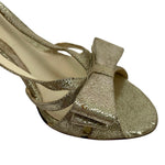 Fendi Silver & Gold Suede Bow Heels CLOSE UP BOW 8 OF 9