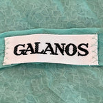 Galanos 80s Heavily Embellished Seafoam Green Gown, label