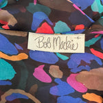 Bob Mackie Black Multicolor Print Two Piece Peignoir Set  LABEL 6 of 6