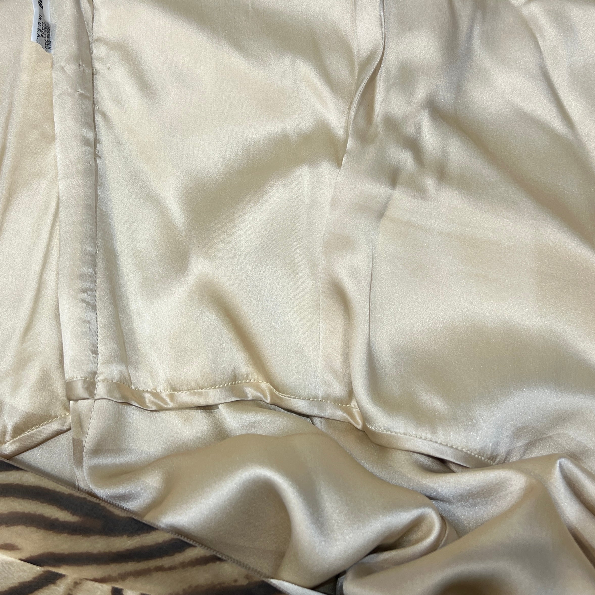 Shawn Ray Fons 2000's Brown Tiger Print Strapless Silk Gown, lining 2