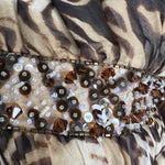 Shawn Ray Fons 2000's Brown Tiger Print Strapless Silk Gown, detail