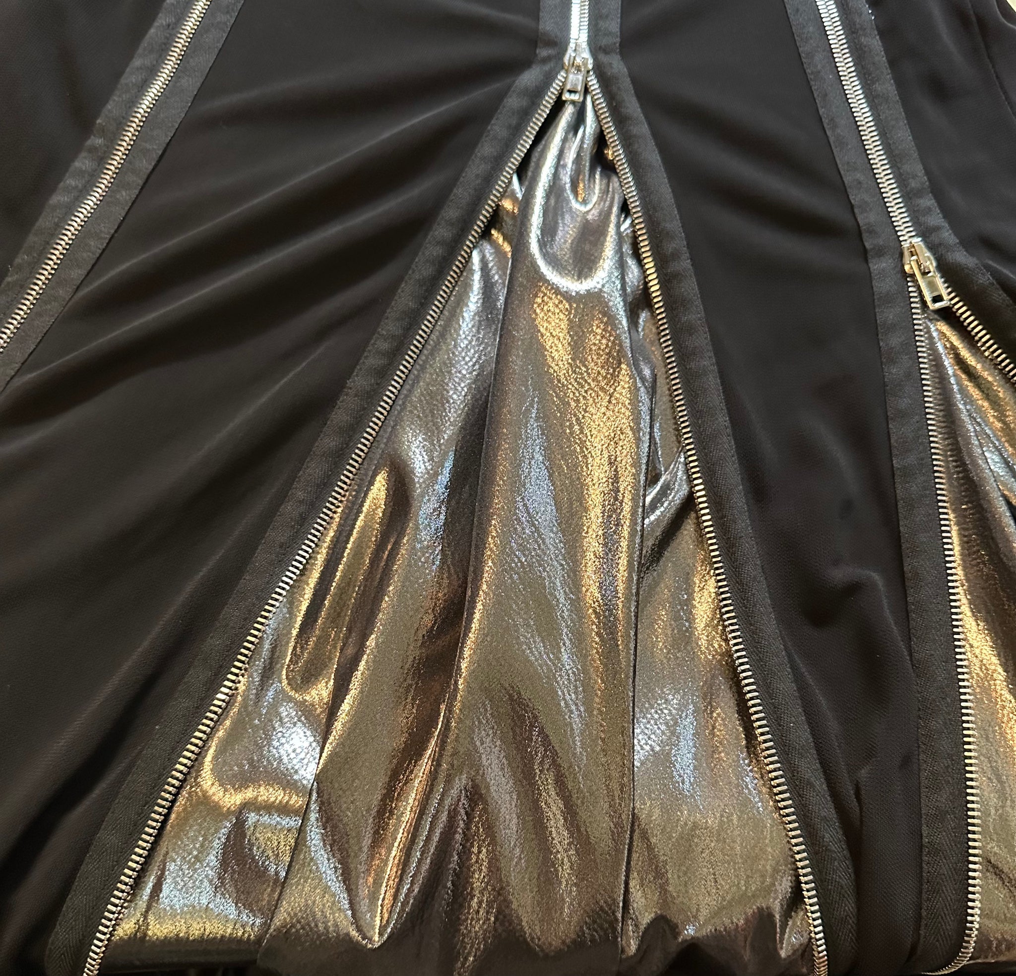  Jean Paul Gaultier  2000s Black and Silver Zipper Jersey Gown HEM DETAIL 7 of 9