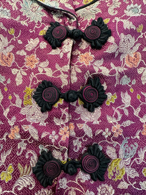 30s Chinese Inspired Purple and Black Lounging Pajamas, detail 