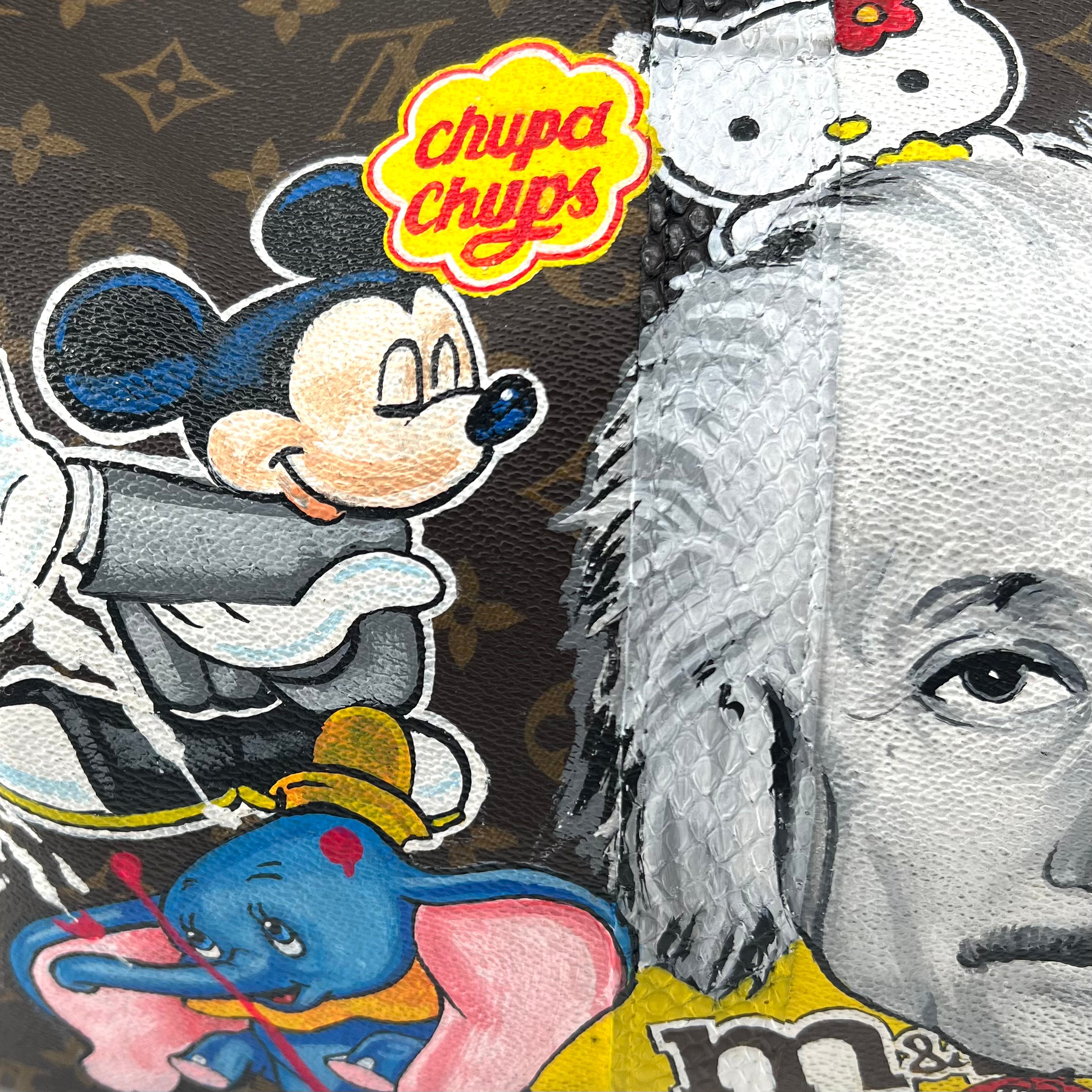 Louis Vuitton x Phillip Karto 2020s Pop Art Painted Monogram Keepall 45, Mickey Mouse