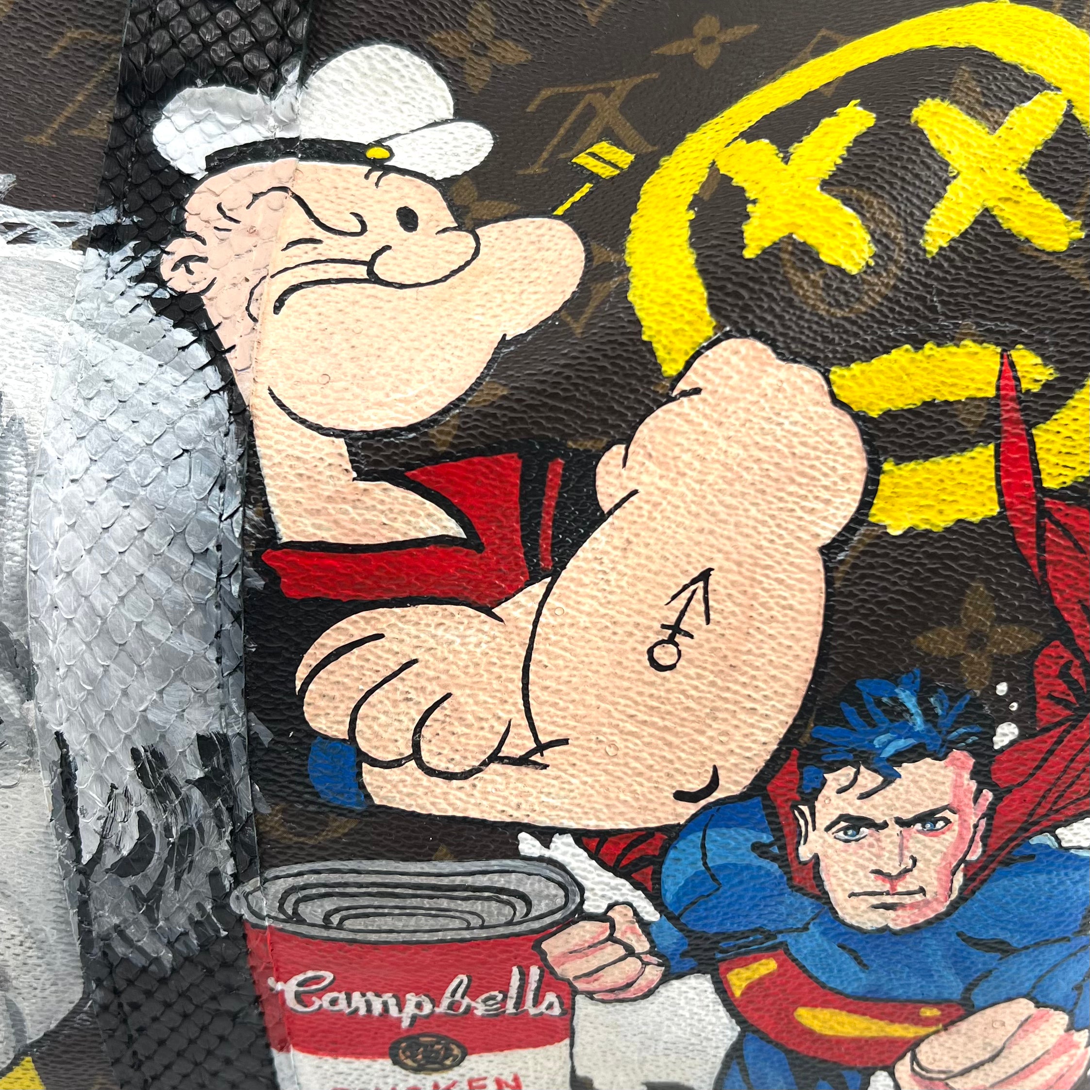 Louis Vuitton x Phillip Karto 2020s Pop Art Painted Monogram Keepall 45, Popeye