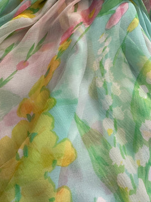 Sophie of Saks Pastel Watercolor Silk Floral Chiffon Gown with Matching Jacket PRINT 7 of 8