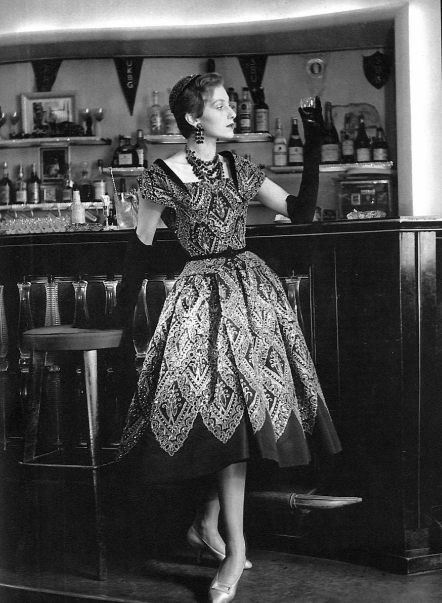 Christian Dior London A/W 1954 'Mexico' Gold Bullion Embellished Black – THE WAY WE WORE