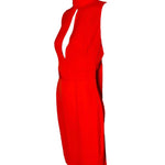 DSquared2 2000s Bright Red Silk Peek-a-Boo Bodice with Dramatic Back Cocktail Dress PHOTO 3 OF 6