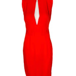 DSquared2 2000s Bright Red Silk Peek-a-Boo Bodice with Dramatic Back Cocktail Dress FRONT PHOTO 1 OF 6