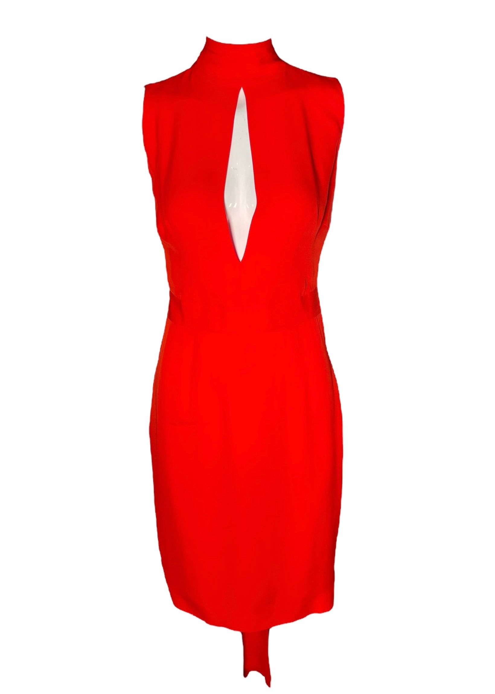 DSquared2 2000s Bright Red Silk Peek-a-Boo Bodice with Dramatic Back Cocktail Dress FRONT PHOTO 1 OF 6