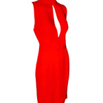 DSquared2 2000s Bright Red Silk Peek-a-Boo Bodice with Dramatic Back Cocktail Dress PROFILE PHOTO 4 OF 6