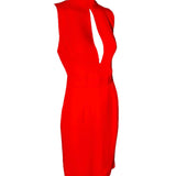 DSquared2 2000s Bright Red Silk Peek-a-Boo Bodice with Dramatic Back Cocktail Dress PROFILE PHOTO 4 OF 6