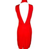 DSquared2 2000s Bright Red Silk Peek-a-Boo Bodice with Dramatic Back Cocktail Dress BACK PHOTO 5 OF 6