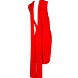 DSquared2 2000s Bright Red Silk Peek-a-Boo Bodice with Dramatic Back Cocktail Dress BACK PHOTO 2 OF 6 