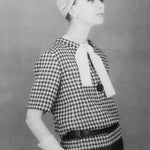 Christian Dior by Marc Bohan S/S 1962 Haute Couture Houndstooth Wool Dress with Belt ARCHIVE PHOTO 2 OF 7