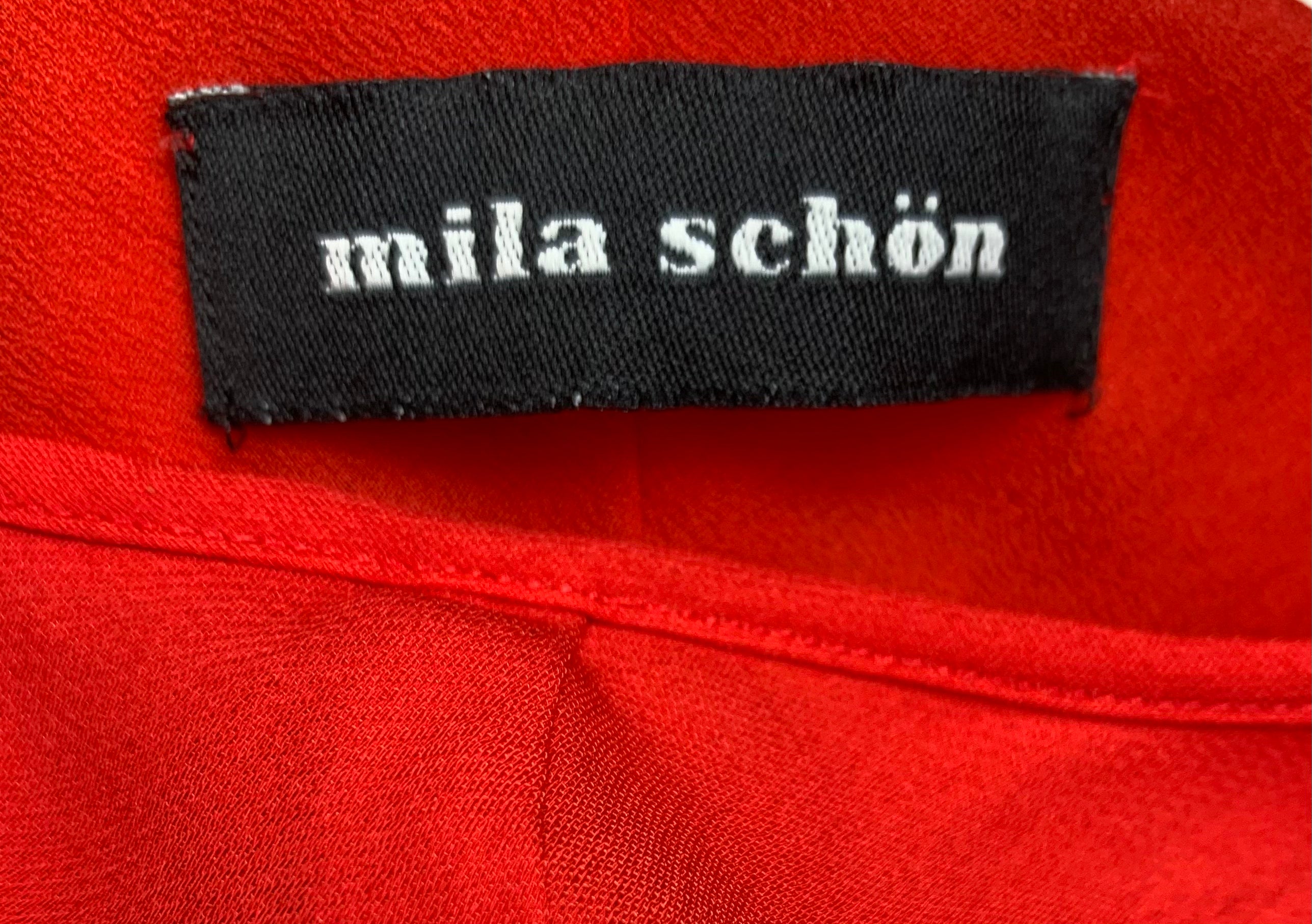 Mila Schön Cherry Red Asymmetrical Ruffled Detail Gown LABEL 5/5