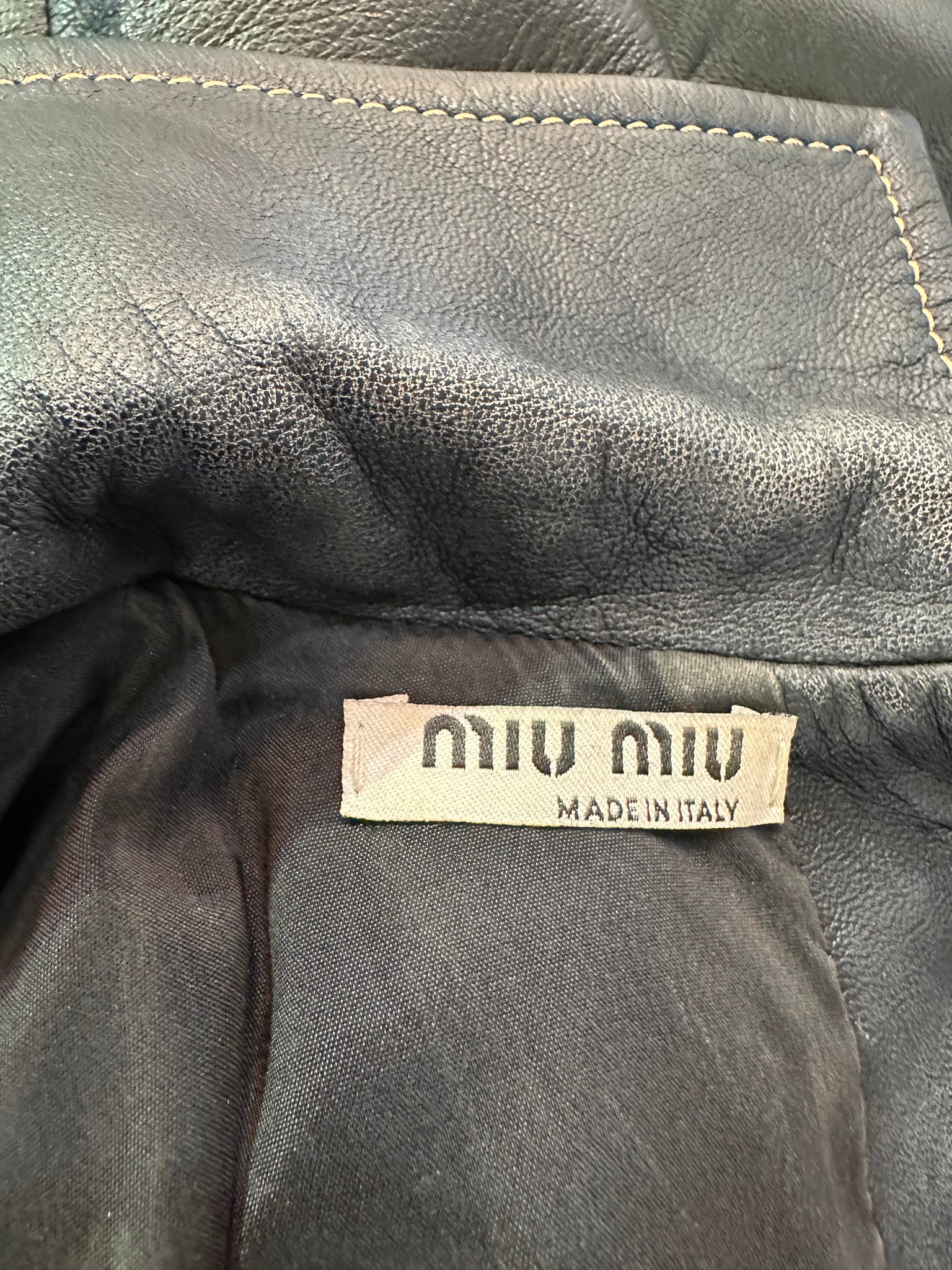  Miu Miu Leather Mini Dress/Tunic with Bow  Miu Miu Leather Mini Dress/Tunic with Bow  LABEL 6 of 6