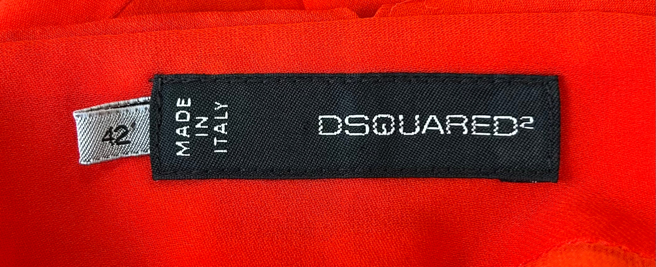 DSquared2 2000s Bright Red Silk Peek-a-Boo Bodice with Dramatic Back Cocktail Dress LABEL PHOTO 6 OF 6