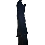  Holly Harp 1990s Black Chiffon Bias-Cut Tiered Gown SIDE PHOTO 4 OF 6