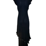  Holly Harp 1990s Black Chiffon Bias-Cut Tiered Gown BACK PHOTO 5 OF 6