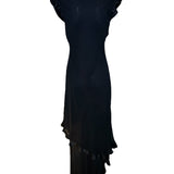  Holly Harp 1990s Black Chiffon Bias-Cut Tiered Gown BACK PHOTO 5 OF 6