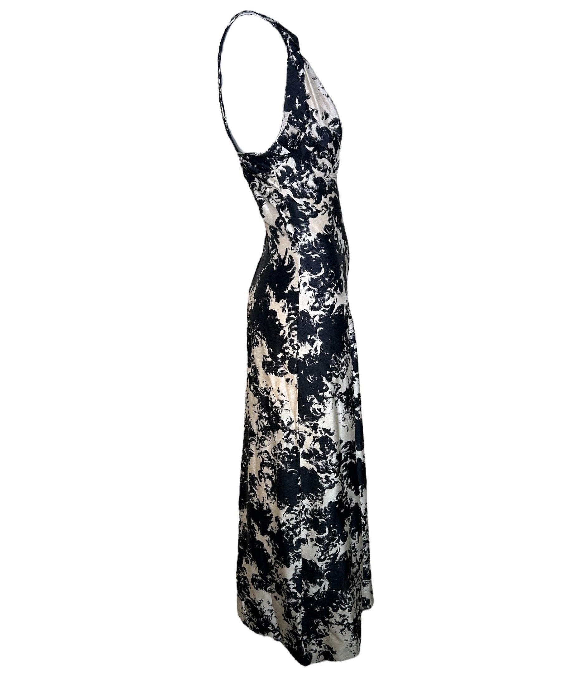 Incredible Sophie of Saks 60s Abstract Black & White Gown with Ostrich Feather Stole SIDE PHOTO 7 OF 11