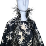 Incredible Sophie of Saks 60s Abstract Black & White Gown with Ostrich Feather Stole  DETAIL PHOTO 2 OF 11