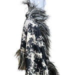 Incredible Sophie of Saks 60s Abstract Black & White Gown with Ostrich Feather Stole SIDE PHOTO 4 OF 11