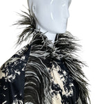 Incredible Sophie of Saks 60s Abstract Black & White Gown with Ostrich Feather Stole SIDE PROFILE UPPER PHOTO 3 OF 11